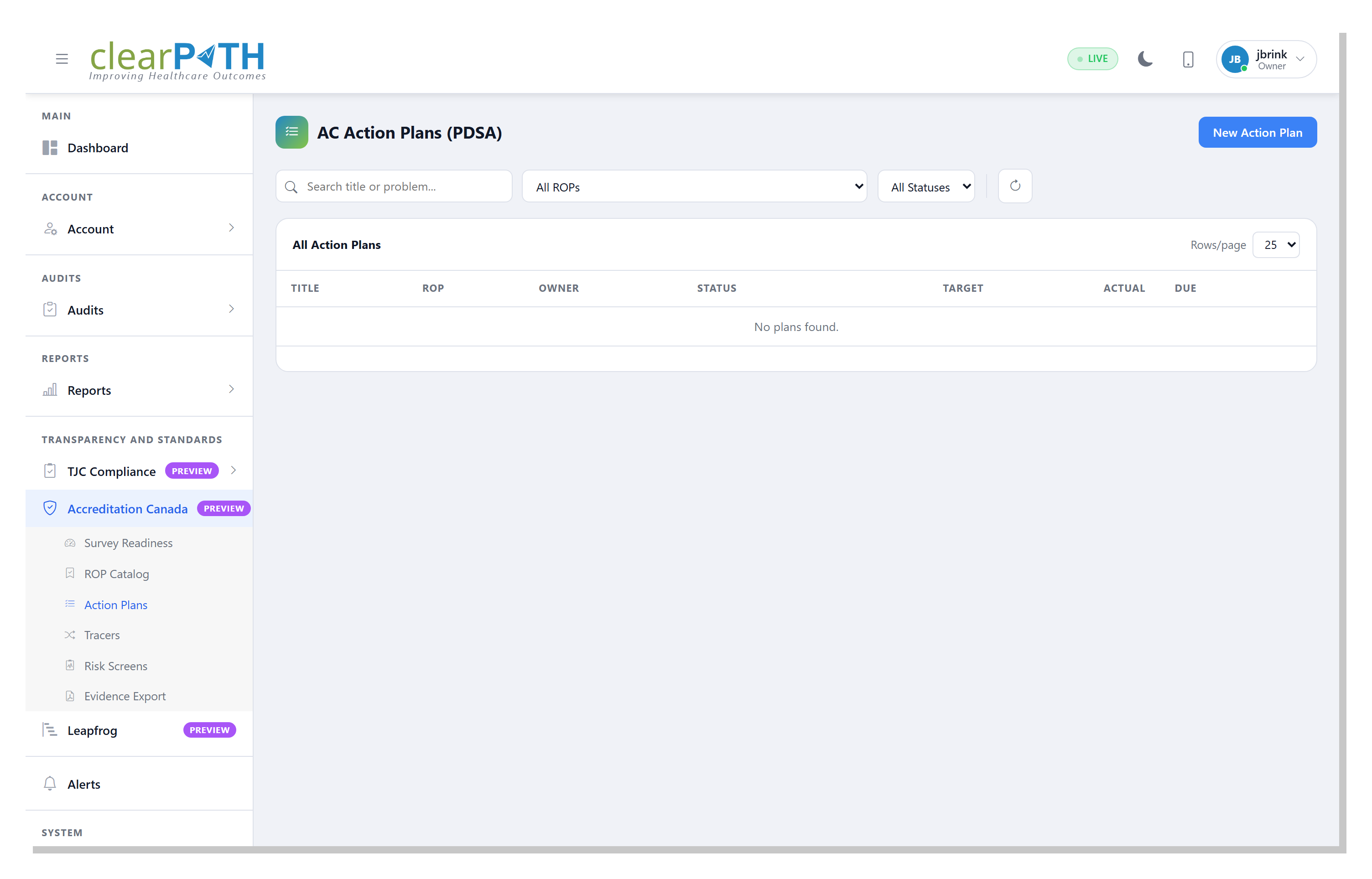 Quality Improvement plan list