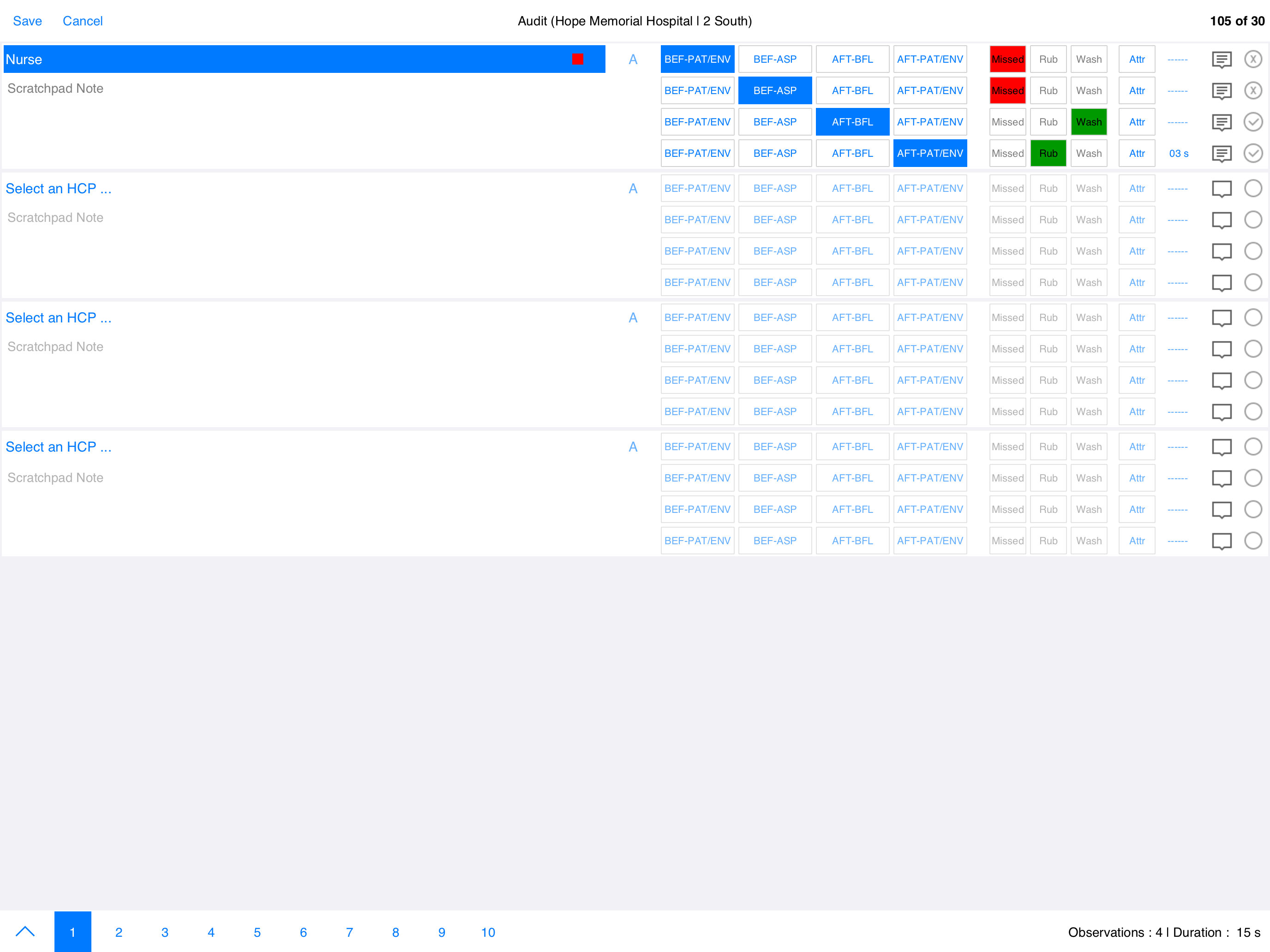 cp2go iPad — recording observations