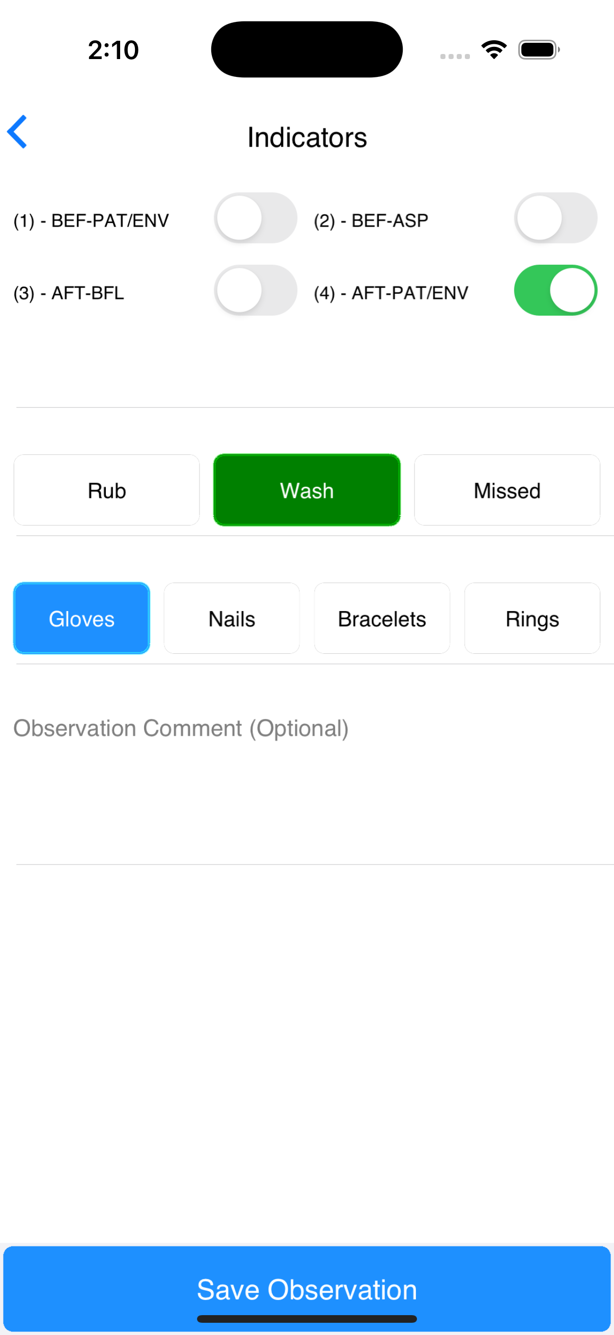 cp2go iPhone — observation indicators