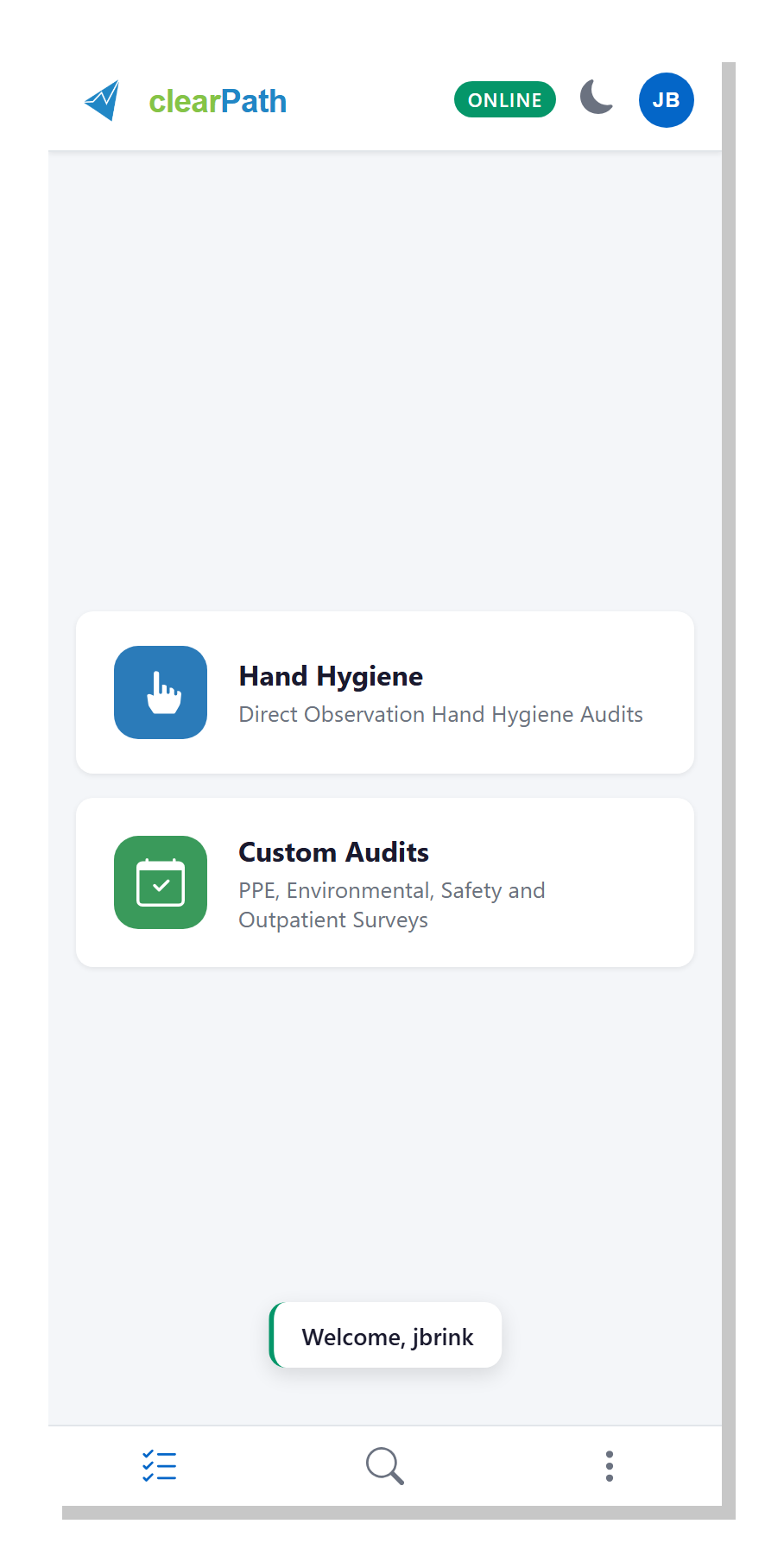cp2go PWA — home screen