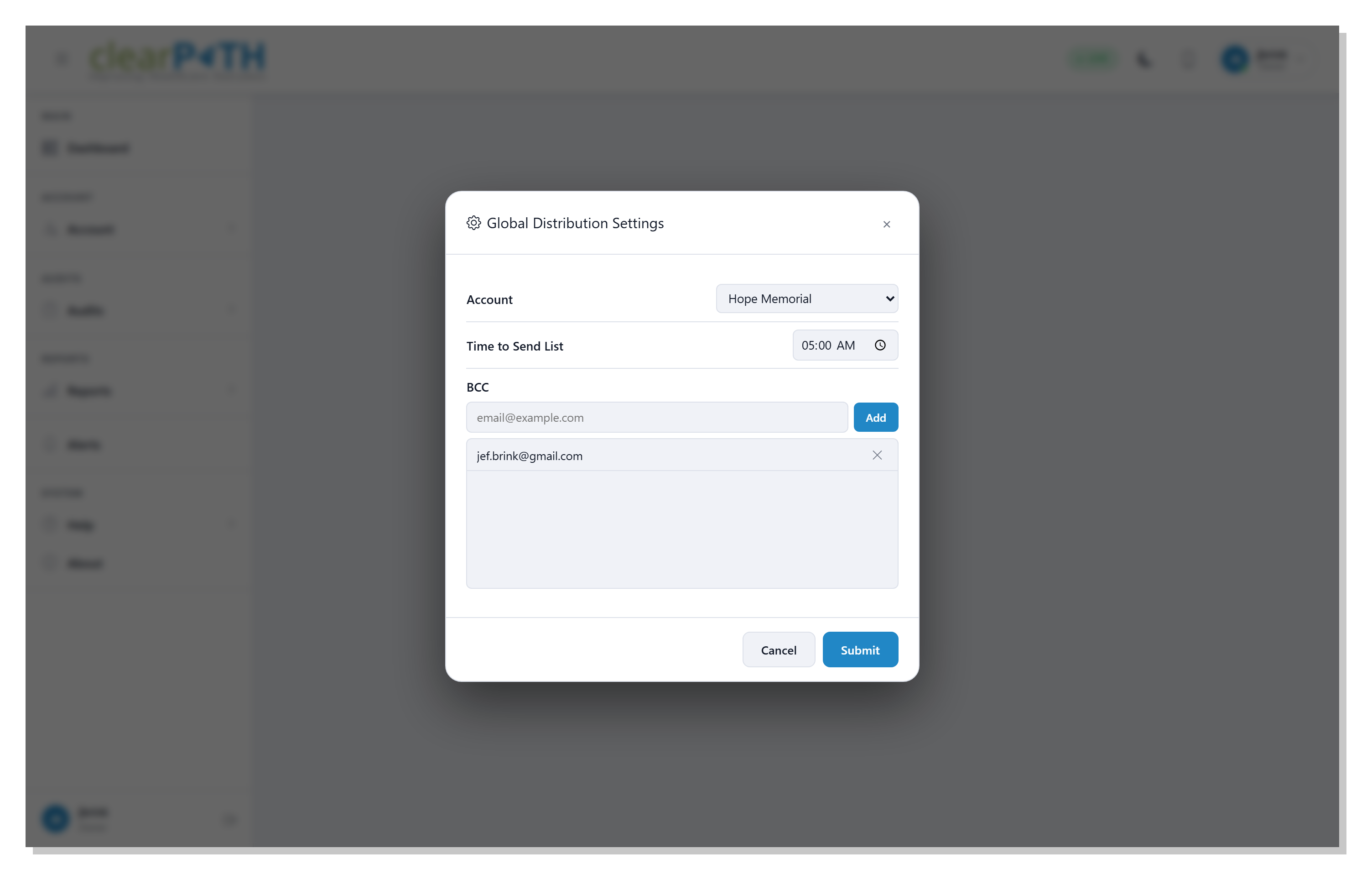 clearPath report distribution options