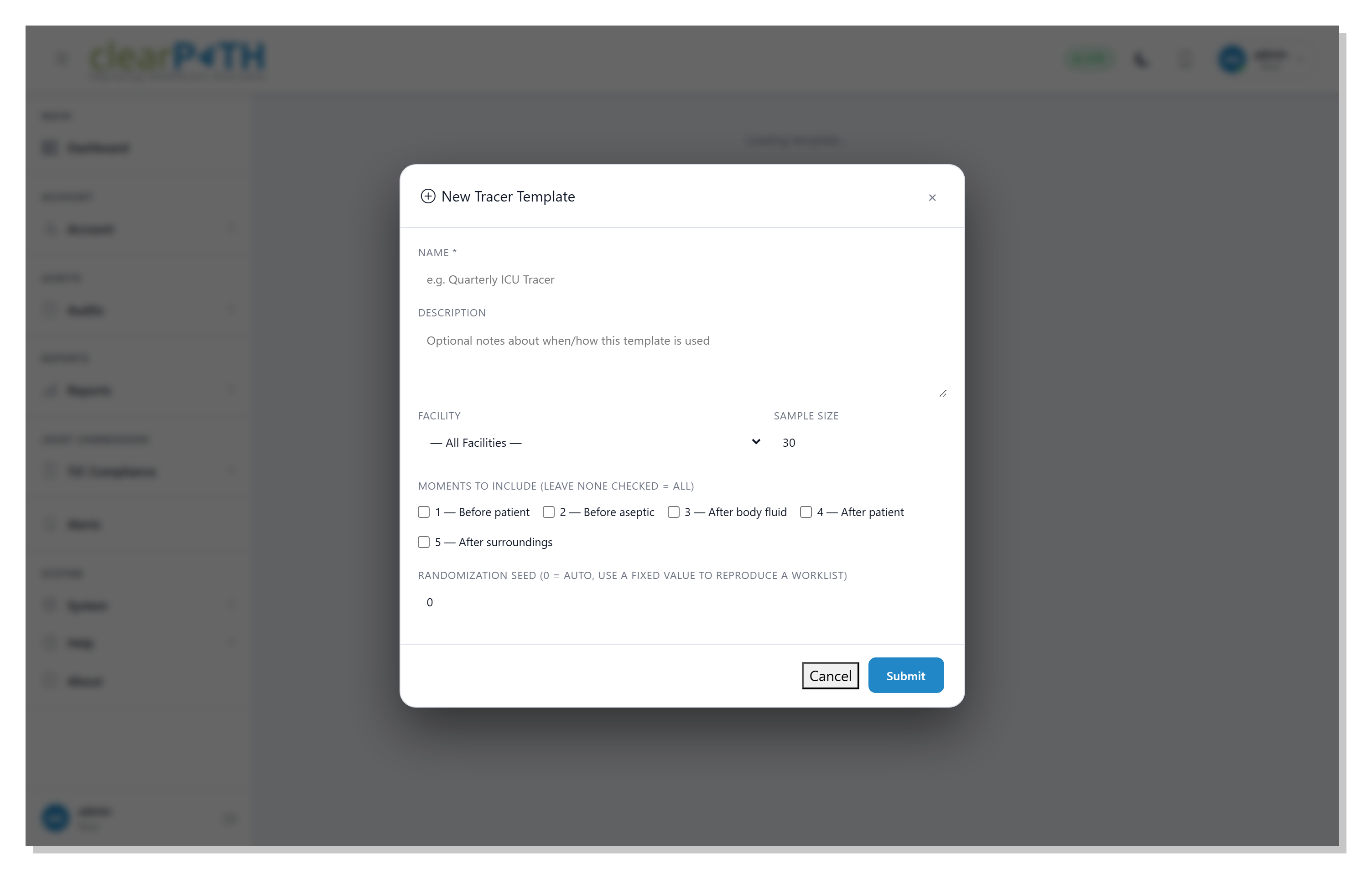 Tracer subject template